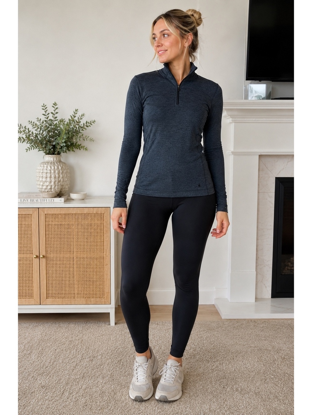 Smartwool Women S 100% Merino Wool 1/4 Zip Base Layer Thermal Ski Hiking Top